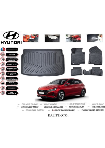 Hyundai I20 2024 Model 3D Bagaj Havuzu+3d Pro Serisi Havuzlu Paspas Seti Tam Uyumlu