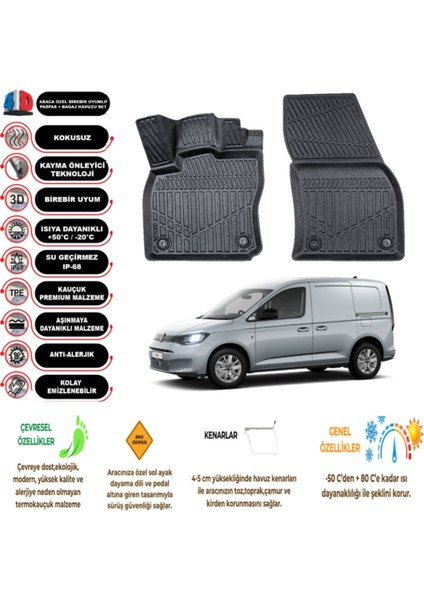 Volkswagen Caddy Panelvan 2023 Model 4d Havuzlu Paspas (2 Parça)