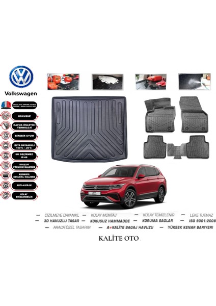 Volkswagen Tiguan All Space 2017 Model Bagaj Havuzu+3d Pro Serisi Havuzlu Paspas Seti Tam Uyumlu