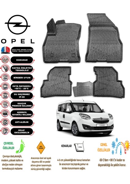 Opel Combo 2013 Model 4d Araca Özell Havuzlu Kokusuz Paspas Takımı