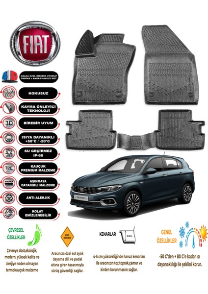 Fiat Egea Hatchback 2015 Model 4d Araca Özell Havuzlu Kokusuz Paspas Takımı