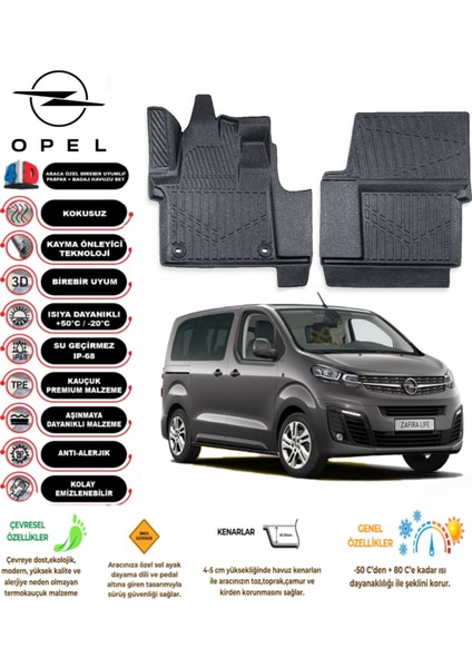 Opel Zafira Life 2024 Model 4d Araca Özell Havuzlu Kokusuz Paspas Takımı