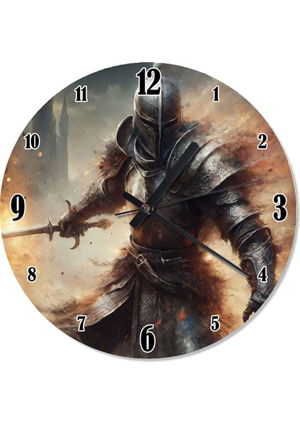 Zırhlı Şovalye Baskılı Duvar Saati