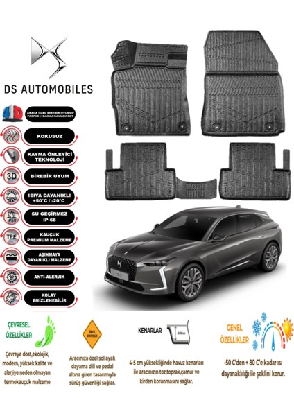 Ds Ds4 2022 Model 4d Araca Özell Havuzlu Kokusuz Paspas Takımı
