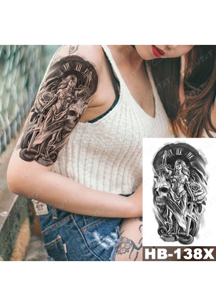 Gerçekci Geçici Yunan Mytoloji Adalet Kurukafa Dövme Tattoo