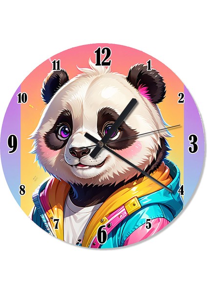 Sevimli Panda Akarlı Duvar Saati