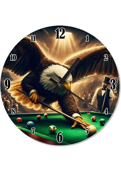 Bilardo Oynayan Kartal Akarlı Duvar Saati