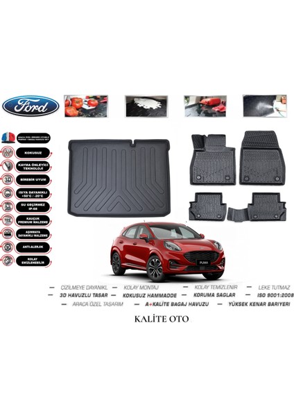 Ford Puma 2023 Model 3D Bagaj Havuzu+4.5d Havuzlu Paspas Seti