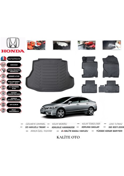 Honda Civic Sedan 2008 Model 3D Bagaj Havuzu+4.5d Havuzlu Paspas Seti