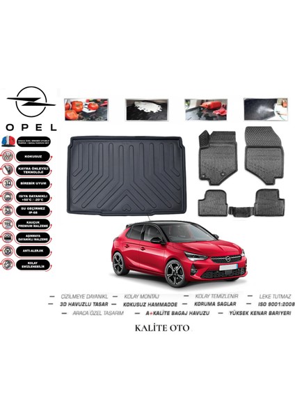 Opel Corsa F 2021 Model 3D Bagaj Havuzu+4.5d Havuzlu Paspas Seti