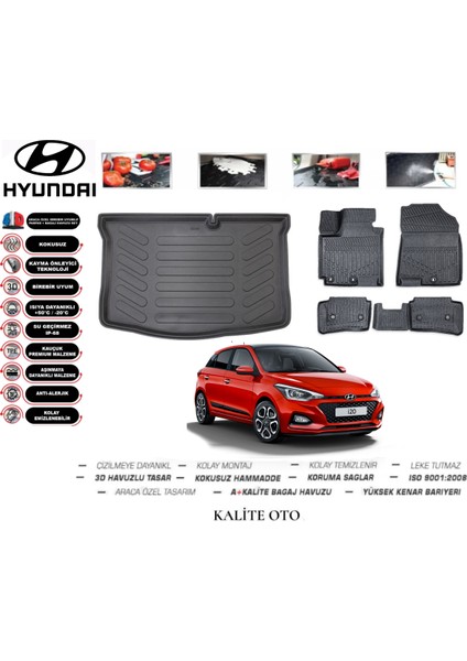 Hyundai I20 2020 Model 3D Bagaj Havuzu+4.5d Havuzlu Paspas Seti