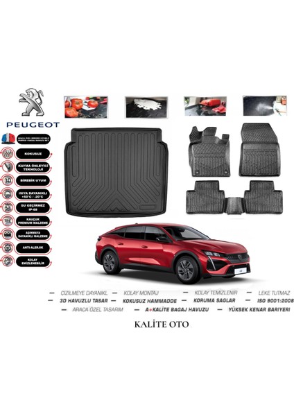 Peugeot 408 2023 Model 3D Bagaj Havuzu+4.5d Havuzlu Paspas Seti