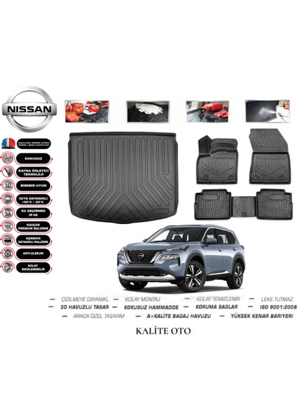 Nissan X-Trail E-Power 5 Koltuk 2023 Model Bagaj Havuzu+4.5d Havuzlu Paspas Seti