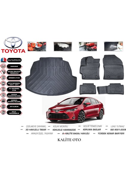 Toyota Corolla Sedan 2023 Model 3D Bagaj Havuzu+4.5d Havuzlu Paspas Seti
