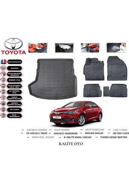 Toyota Corolla Sedan 2014 Model 3D Bagaj Havuzu+4.5d Havuzlu Paspas Seti