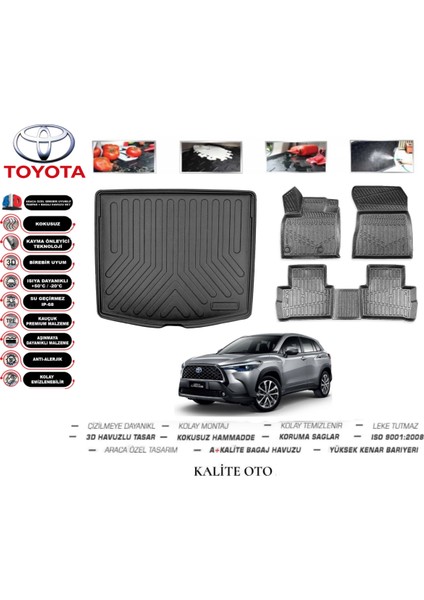 Toyota Corolla Cross 2023 Model Bagaj Havuzu+4.5d Havuzlu Paspas Seti