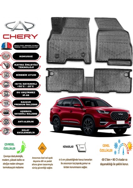 Chery Tiggo 8 Pro 2022 Model 3D Araca Özel Havuzlu Paspas Takımı