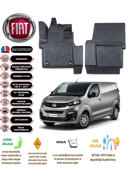 Fiat Scudo 2024 Model 3D Araca Özel Havuzlu Paspas Takımı