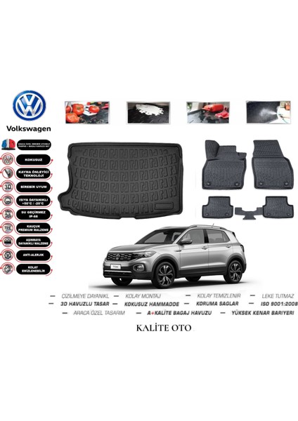 Volkswagen T-Cross 2022 Model 3D Bagaj Havuzu+4.5d Havuzlu Paspas Seti