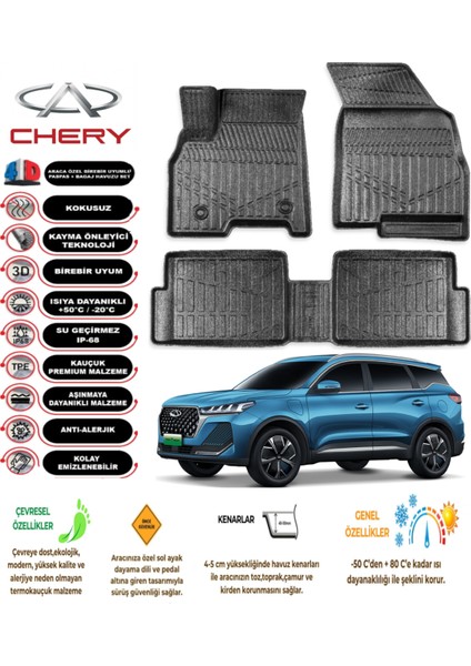 Chery Tiggo 7 Pro 2023 Model 3D Araca Özel Havuzlu Paspas Takımı