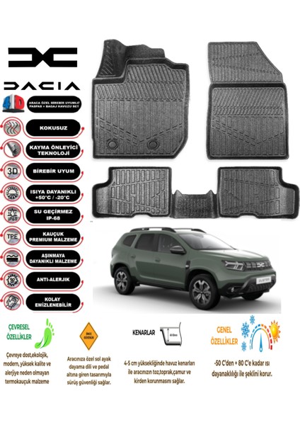 Dacia Duster 2024 Model 3D Araca Özel Havuzlu Paspas Takımı