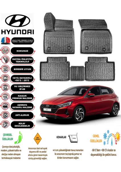 Hyundai I20 2023 Model 3D Araca Özel Havuzlu Paspas Takımı