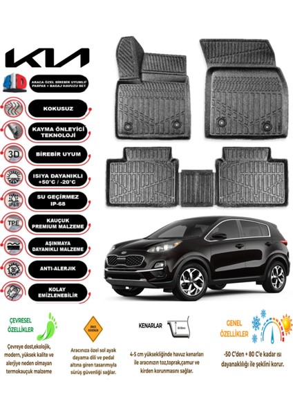 Kia Sportage 2016 Model 3D Araca Özel Havuzlu Paspas Takımı