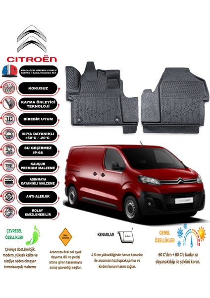 Citroen Jumpy Panelvan 2017 Model 3D Araca Özel Havuzlu Paspas Takımı