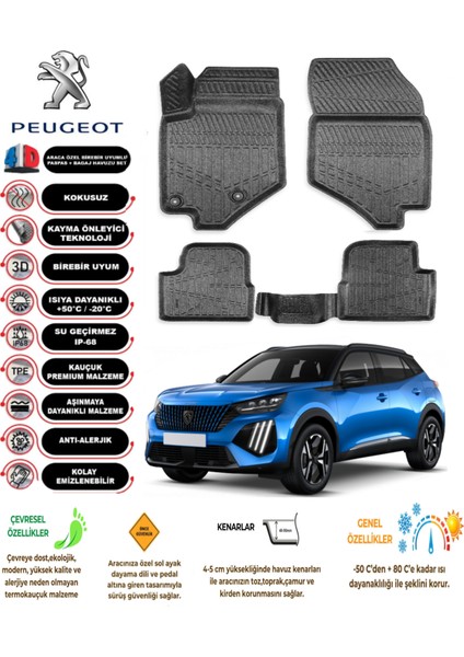 Peugeot 2008 2021 Model 3D Araca Özel Havuzlu Paspas Takımı