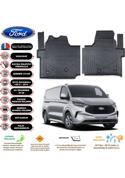 Ford Tourneo Custom 2024 Model 3D Araca Özel Havuzlu Paspas Takımı