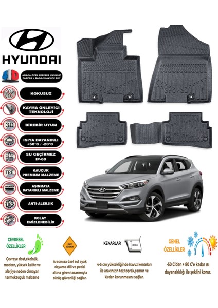 Hyundai Tucson 2018 Model 3D Araca Özel Havuzlu Paspas Takımı fiyatları