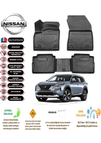 Nissan X-Trail E Power 2022 Model 3D Araca Özel Havuzlu Paspas Takımı