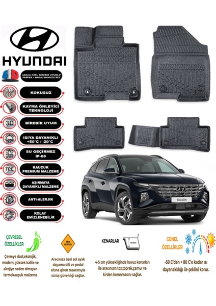 Hyundai Tucson 2021 Model 3D Araca Özel Havuzlu Paspas Takımı