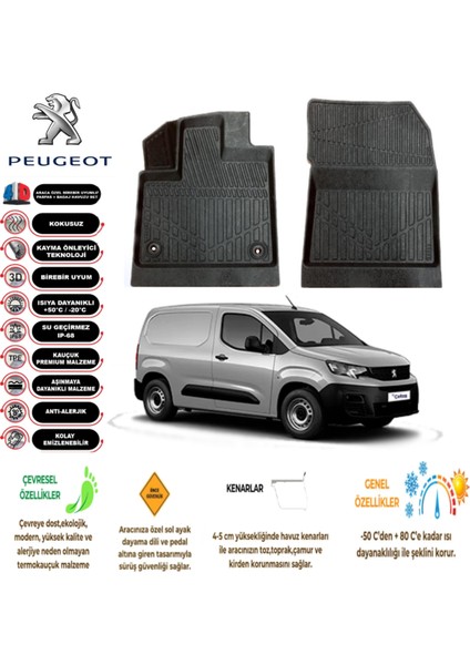 Peugeot Rifter Panelvan 2022 Model 3D Araca Özel Havuzlu Paspas Takımı