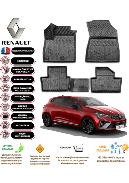 Renault Clio 5 2021 Model 3D Araca Özel Havuzlu Paspas Takımı