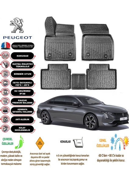 Peugeot 508 2021 Model 3D Araca Özel Havuzlu Paspas Takımı
