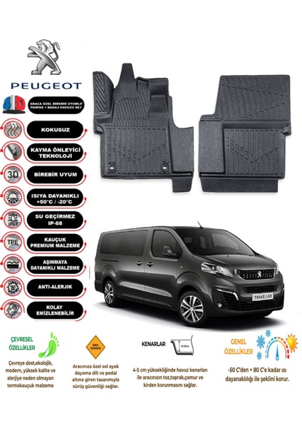 Peugeot Expert Traveller 2022 Model 3D Araca Özel Havuzlu Paspas Takımı
