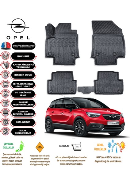 Opel Crossland 2019 Model 3D Araca Özel Havuzlu Paspas Takımı