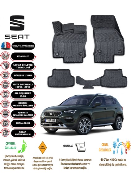 Seat Ateca 2021 Model 3D Araca Özel Havuzlu Paspas Takımı
