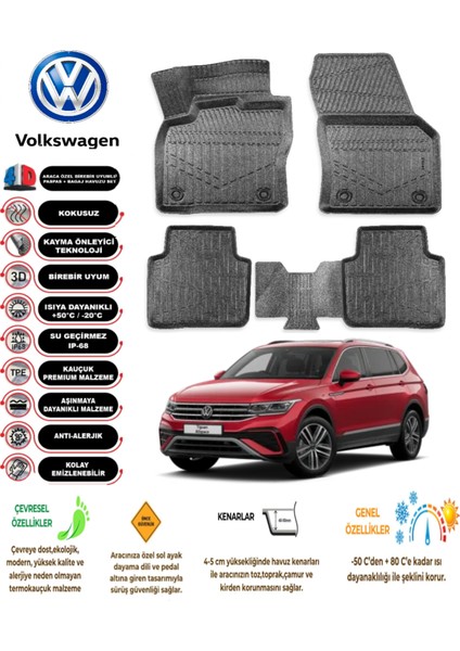 Volkswagen Allspace 2019 Model 3D Araca Özel Havuzlu Paspas Takımı