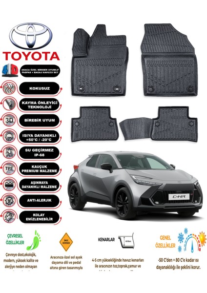 Toyota C-Hr 2024 Model 3D Araca Özel Havuzlu Paspas Takımı