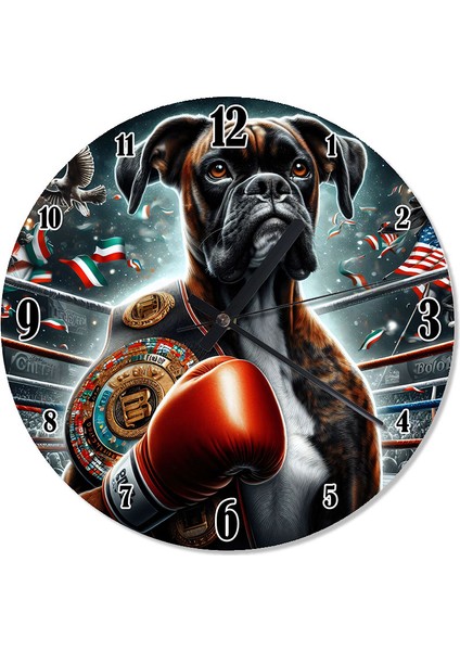 Şapmiyon Boksör Köpek Duvar Saati Duvar Saati