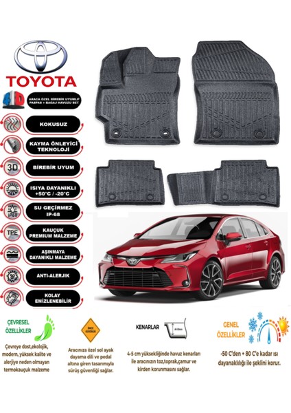 Toyota Corolla 2024 Model 3D Araca Özel Havuzlu Paspas Takımı