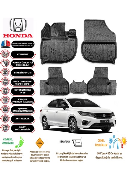 Honda City 2023 Model 3D Araca Özel Havuzlu Paspas Takımı