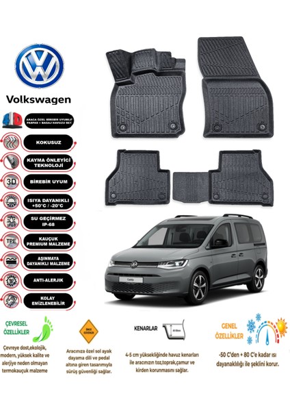 Volkswagen Caddy 2023 Model 3D Araca Özel Havuzlu Paspas Takımı fiyatları