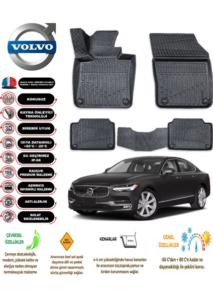 Volvo S90 2016 Model 3D Araca Özel Havuzlu Paspas Takımı