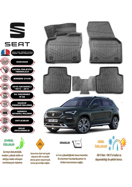 Seat Taracco 2019 Model 3D Araca Özel Havuzlu Paspas Takımı