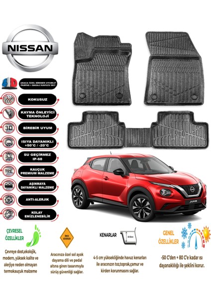Nissan Juke 2020 Model 3D Araca Özel Tam Uyumlu Havuzlu Paspas Takımı