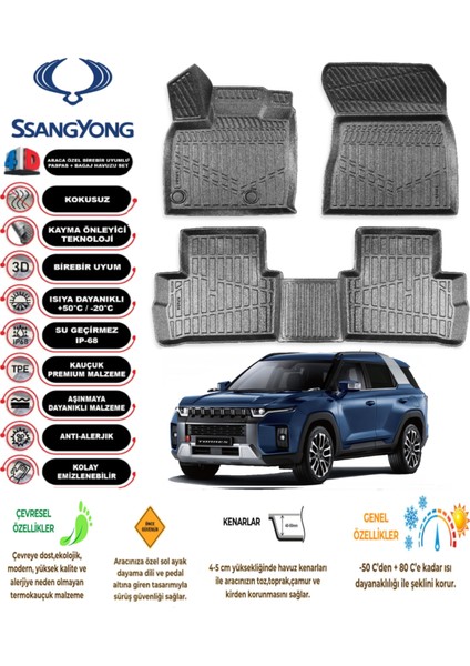 Ssangyong Torres Evx 2024 Model 3D Araca Özel Tam Uyumlu Havuzlu Paspas Takımı