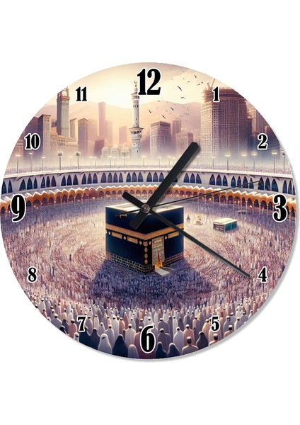 Kabe ve Ibdet Eden Insanlar Dekoratif Duvar Saati